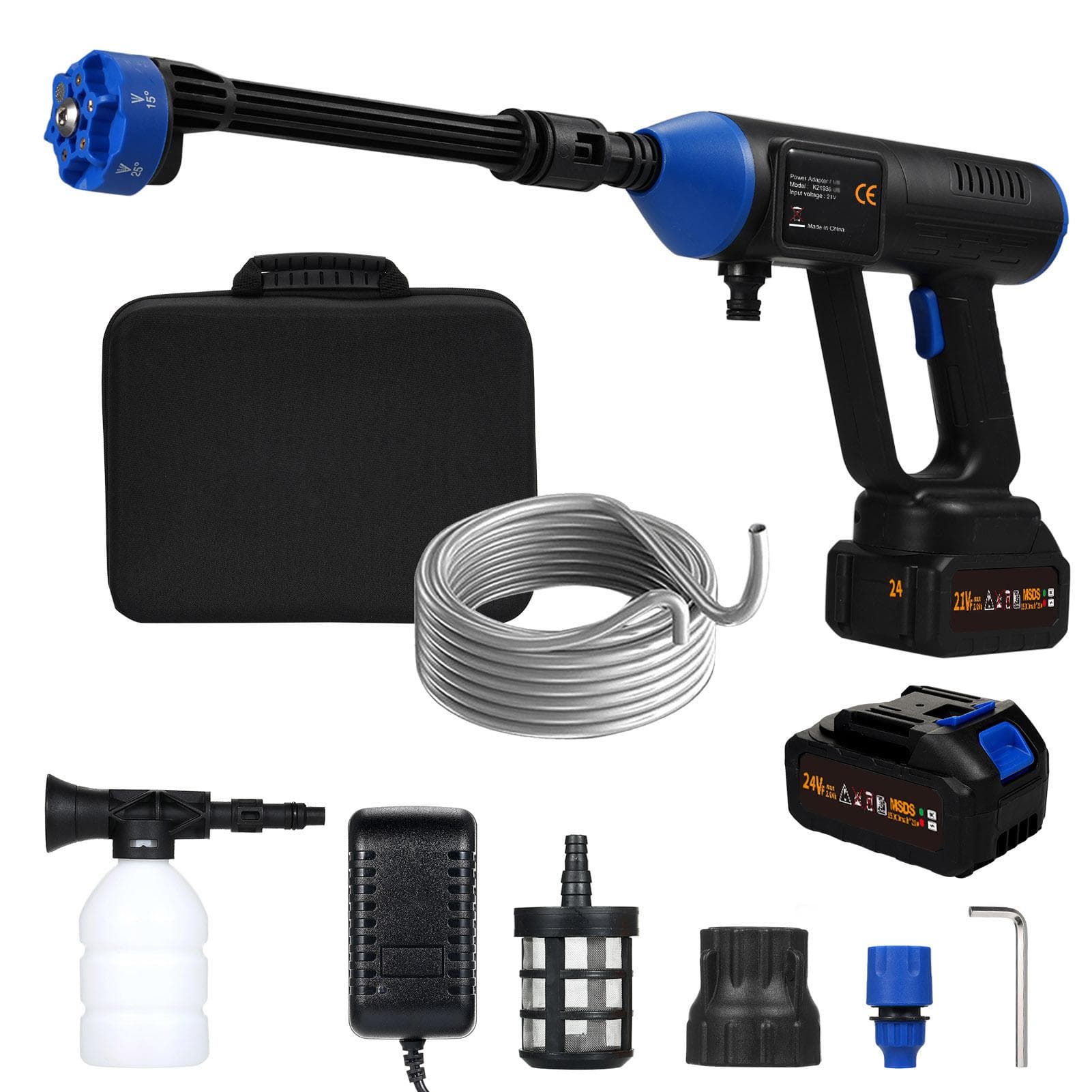 Handheld Pressure Washer Portable Powerful Cleaner 50bar/725PSI 350W Cordless Power Washer with EU plug-1 battery multicolour