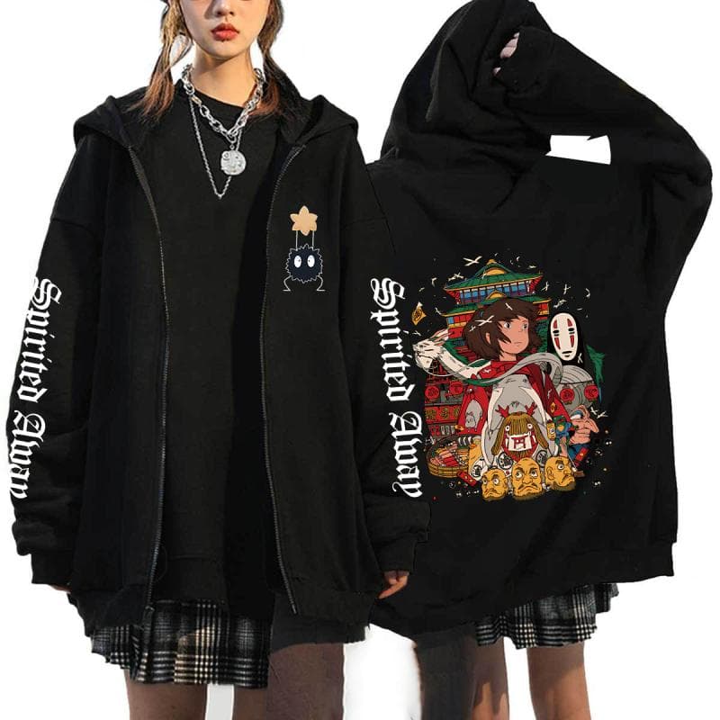 Anime Totoro Sweatshirts Men and Women Zipper Jackets Hooded Sweatshirts Casual Hip Hop Zip Up Hoodie XXXL