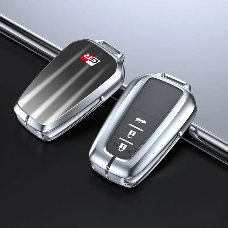 Car Metal Alloy Key Remote Cover Shell For GR Sport Gazoo Racing C-HR RAV4 Mirai Avensis Prado Auto Accessories Styling B grey