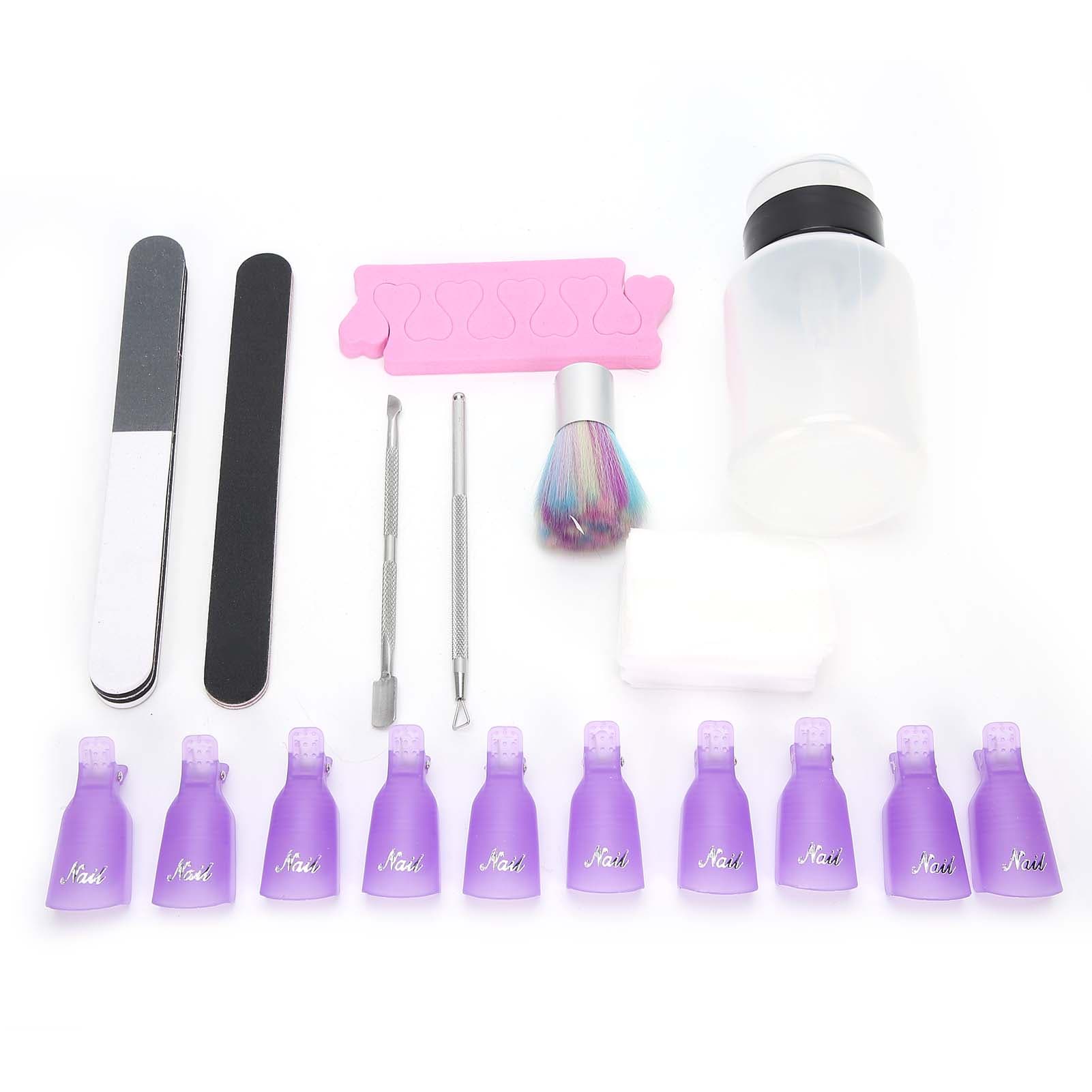 Nail Polish Gel Remover Tools Kit Nail Polish Remover Pad Cuticle Pusher Nail File Set