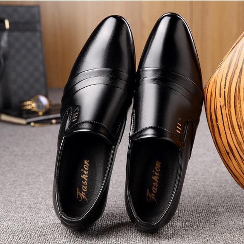 Spring Leather Shoes for Men Business Low-top Casual Shoes for Men Single Large Size 43 black