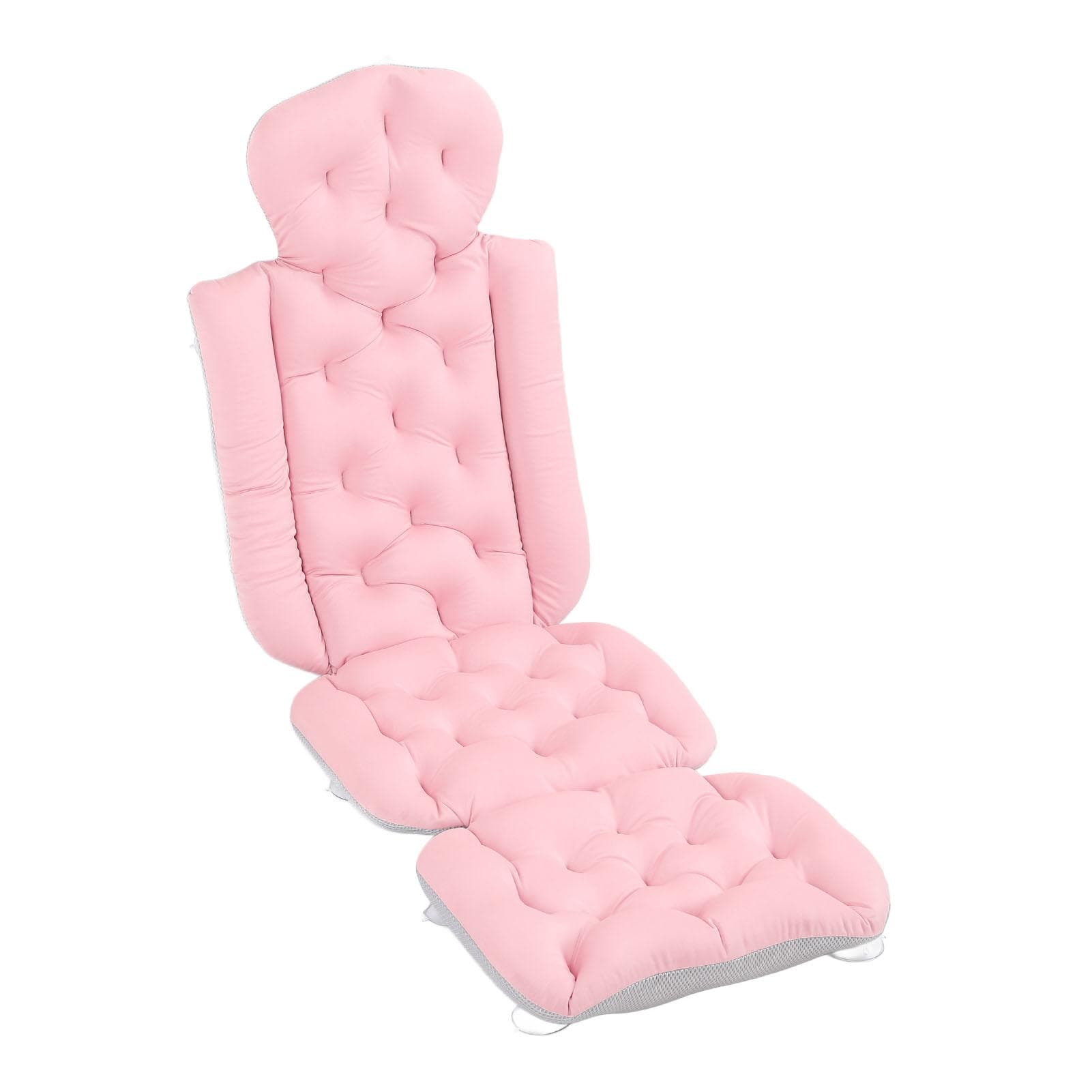 Full Body Bath Pillow Quick Dry Bathtub Cushion Non Slip Bath Mat with Suction Cups for Headrest pink