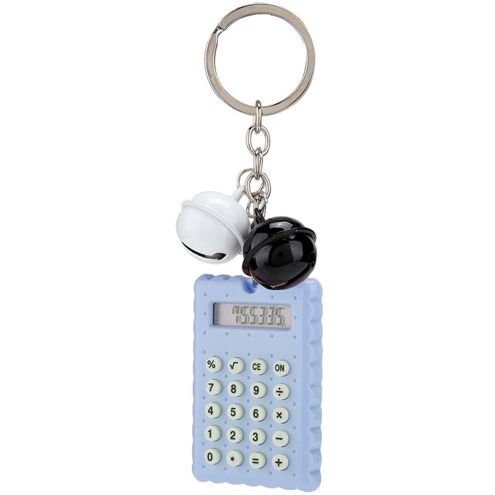 Cute Bell Cookie Style 8 Digits Electronic Mini Portable Calculator Keychain Candy Color(Blue) blue