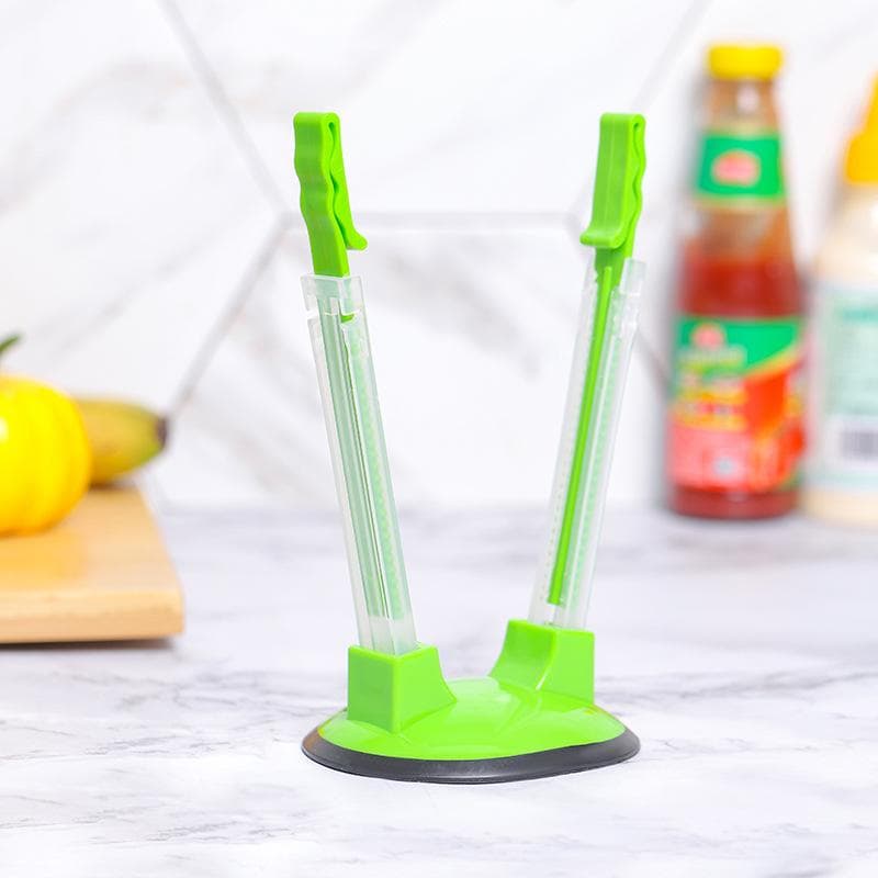 Adjustable Bag Holder with Clip Non Slip Hand Free Bag Rack Stand Ziplock Bag Bracket Food Storage Bags Holder Kitchen Gadget green