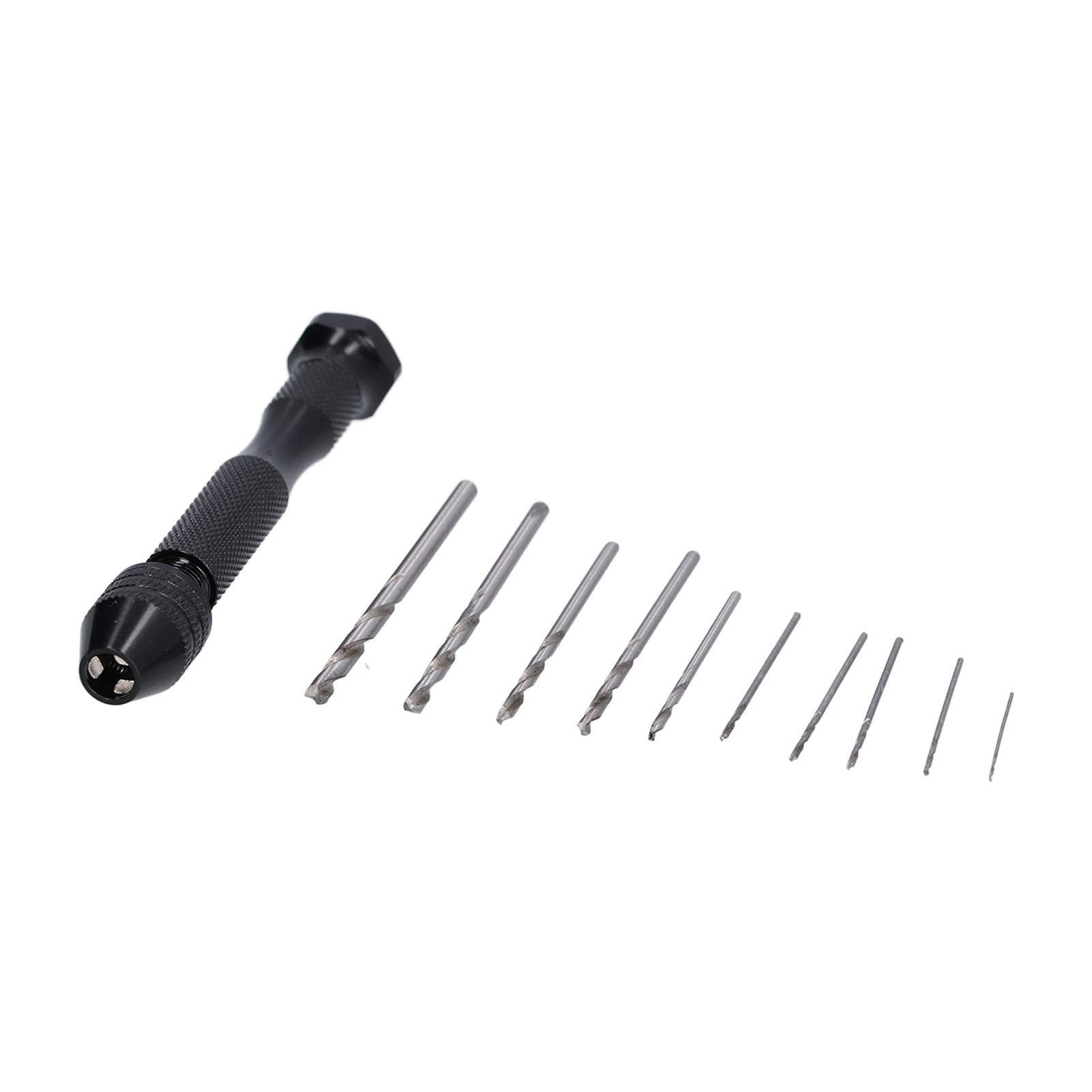 11Pcs Pin Vise Drill Bit HSS Aluminum Alloy Manual Mini Twist Drills Bits for Walnut