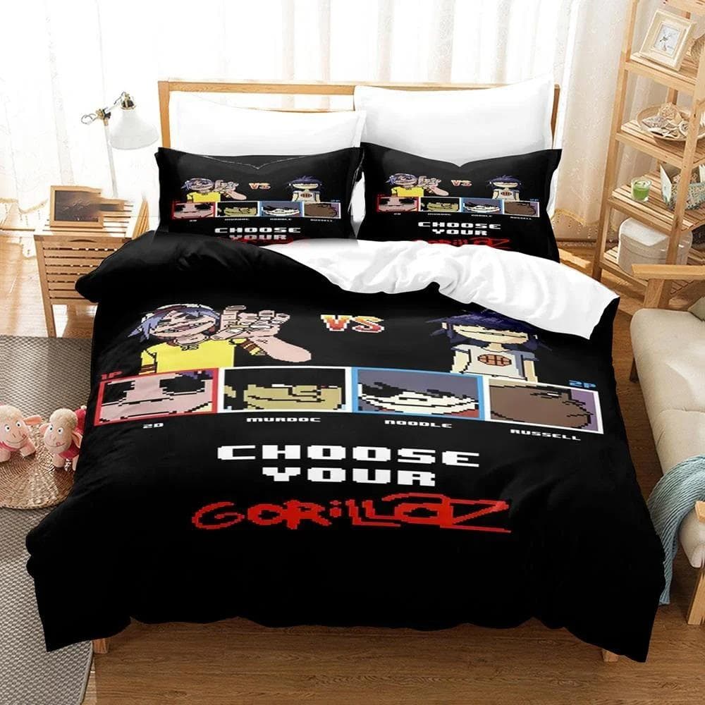 3D Printed Gorillaz Music Band Bedding Set Boys Girls Twin Queen Size Duvet Cover Pillowcase Bed Kids Adult Home Textile 70x133cm 2pcs