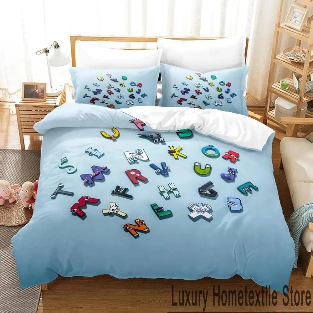 3D Print Cartoon Alphabet Lore A-Z Bedding Set Boys Girls Twin Queen King Size Duvet Cover Pillowcase Bed boys Adult AU Single 140x210cm