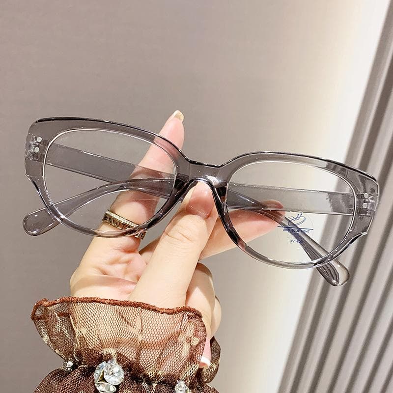 Anti-blue Light Cat-eye Sunglasses For Women Myopia Black White Spectacle Frames 15954 -3.5