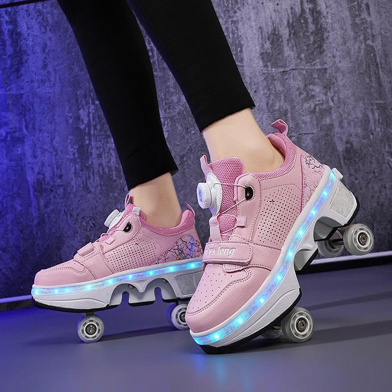Runaway Shoes 6 To 12 Years Old Four-wheel Runaway Roller Skates Children's Deformation Skates Automatic Shrink Wheel 38