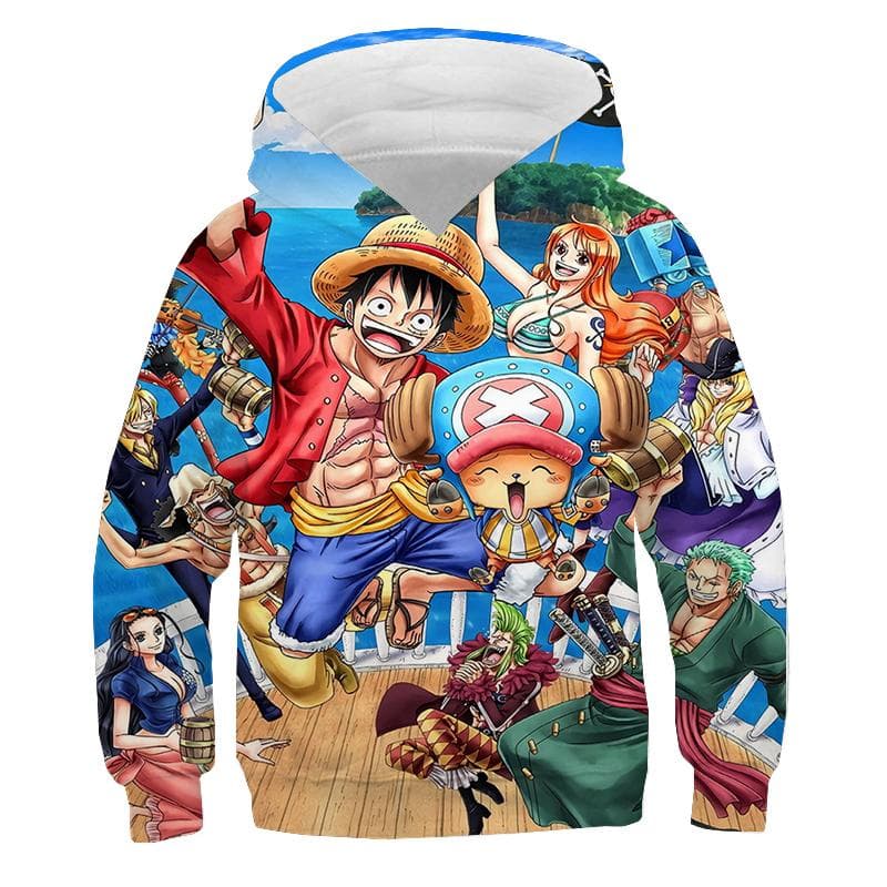 One Piece Hoodie Kids hooded Sweatshirt Anime Luffy Hoodie Kids Clothes Boys Girls Long Sleeve Autumn Warm Pullover Casual Tops 5XL