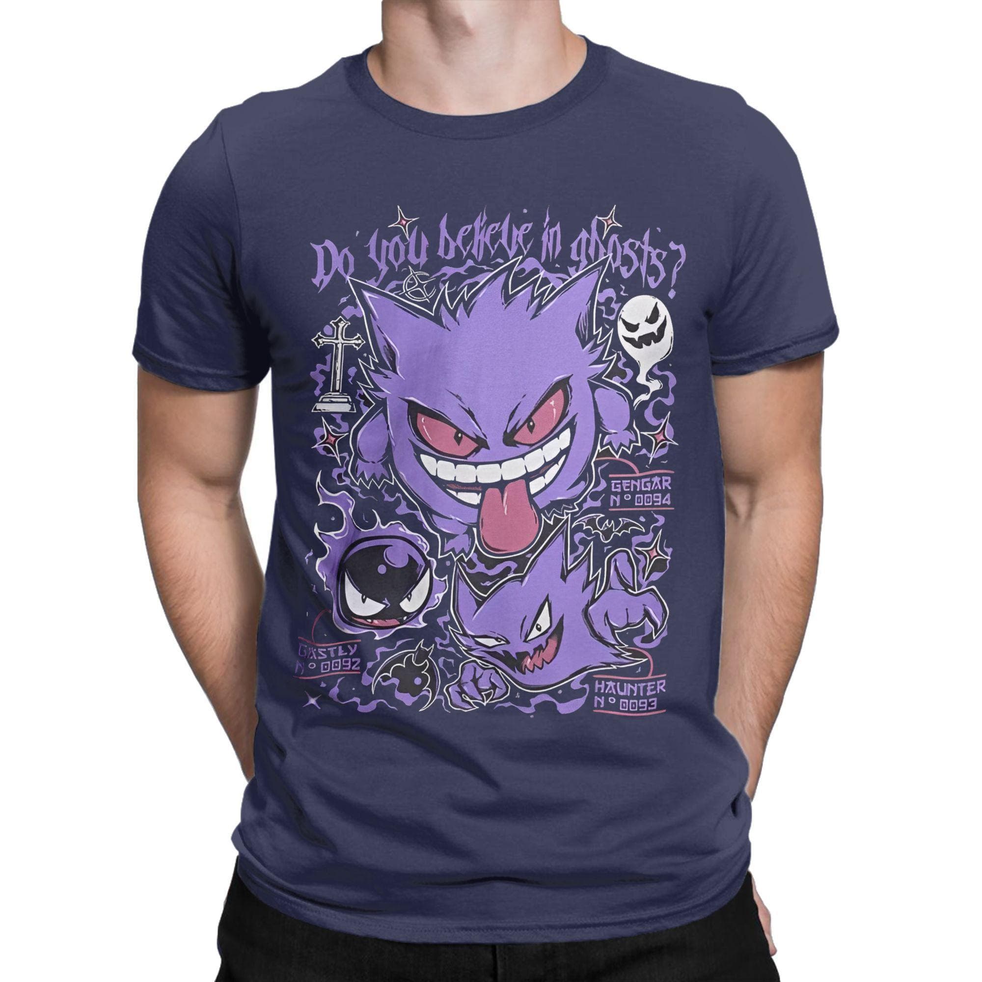 Ghost Gym T Shirt for Men Cotton T-Shirt Gengar Kaiju Japan Style Pocket Tee Shirt Short Sleeve Clothes Gift Idea L