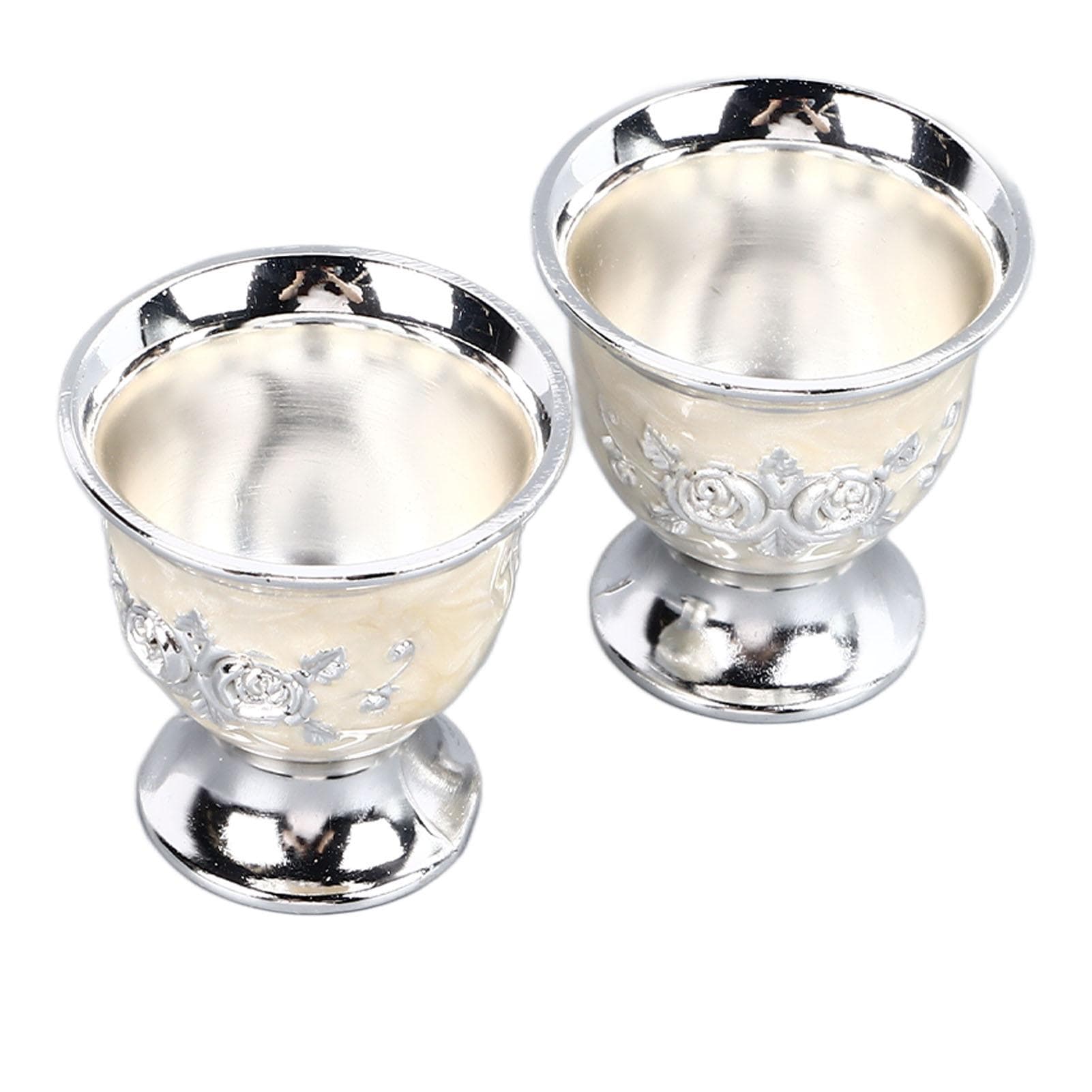 2pcs Vintage Wine Cup Silver Retro Metal Goblet Exquisite Tea Cup for Home Restaurant Cafes Bars