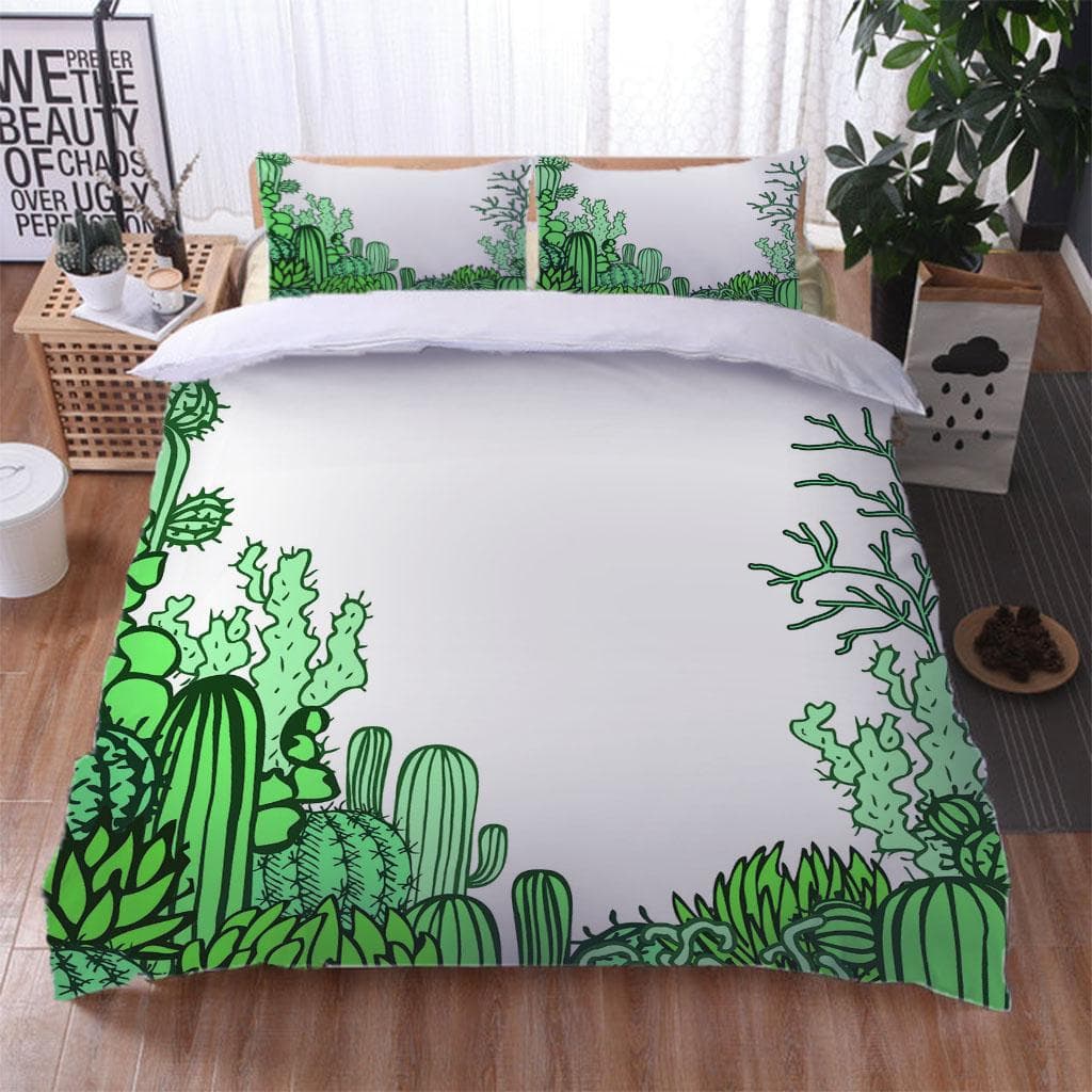 Bedding Set 3D Plant Cactus Printing Bedclothes Duvet Cover With Pillowcases Comforter Cover King Queen Twin Home Textiles W90xL190cm