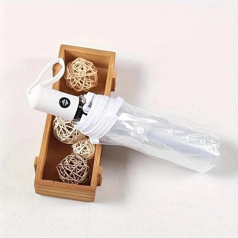 Transparent Umbrella Folding Automatic Open and Close Umbrella Three-fold Sunny Umbrella white