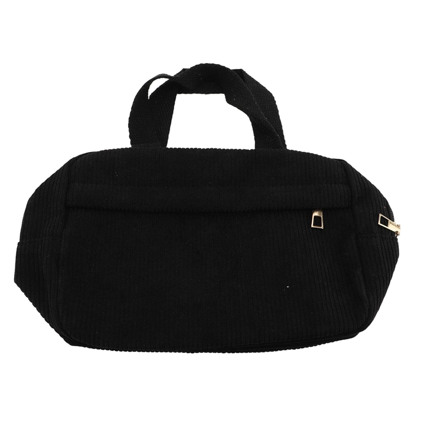 Travel Toiletry Makeup Bag Simple Fashionable Handbag Portable Corduroy Cosmetic Bag for Outdoor M(315 X 180mm / 12.4 X 7.09in) black