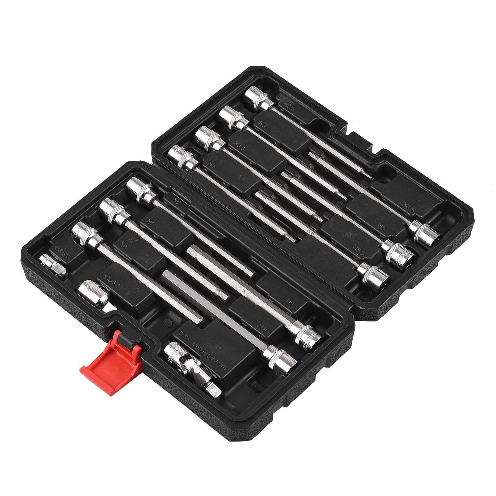 15PCS 3/8” Drive Metric Extra Long Allen Hex Bit Socket Set 13 silver