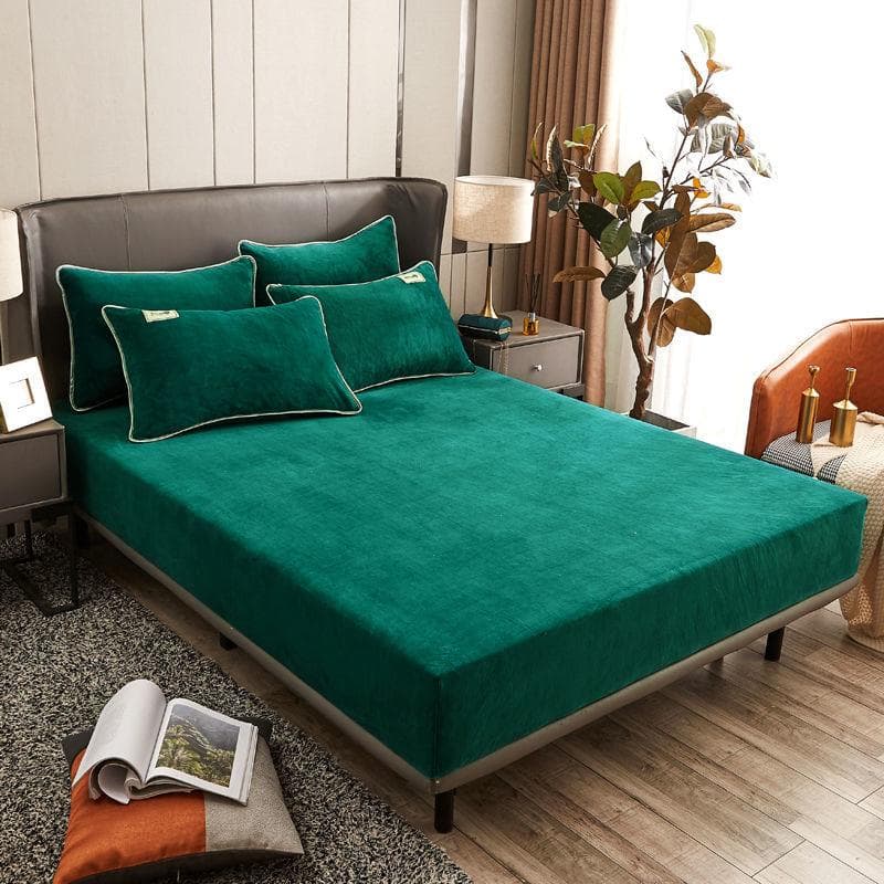 3pcs Set Soft Warm Coral Fleece Mattress Cover Gray Solid Color Velvet Mattress Cover King Queen Twin Size Fitted Bed Sheet 3pcs Design 120x200