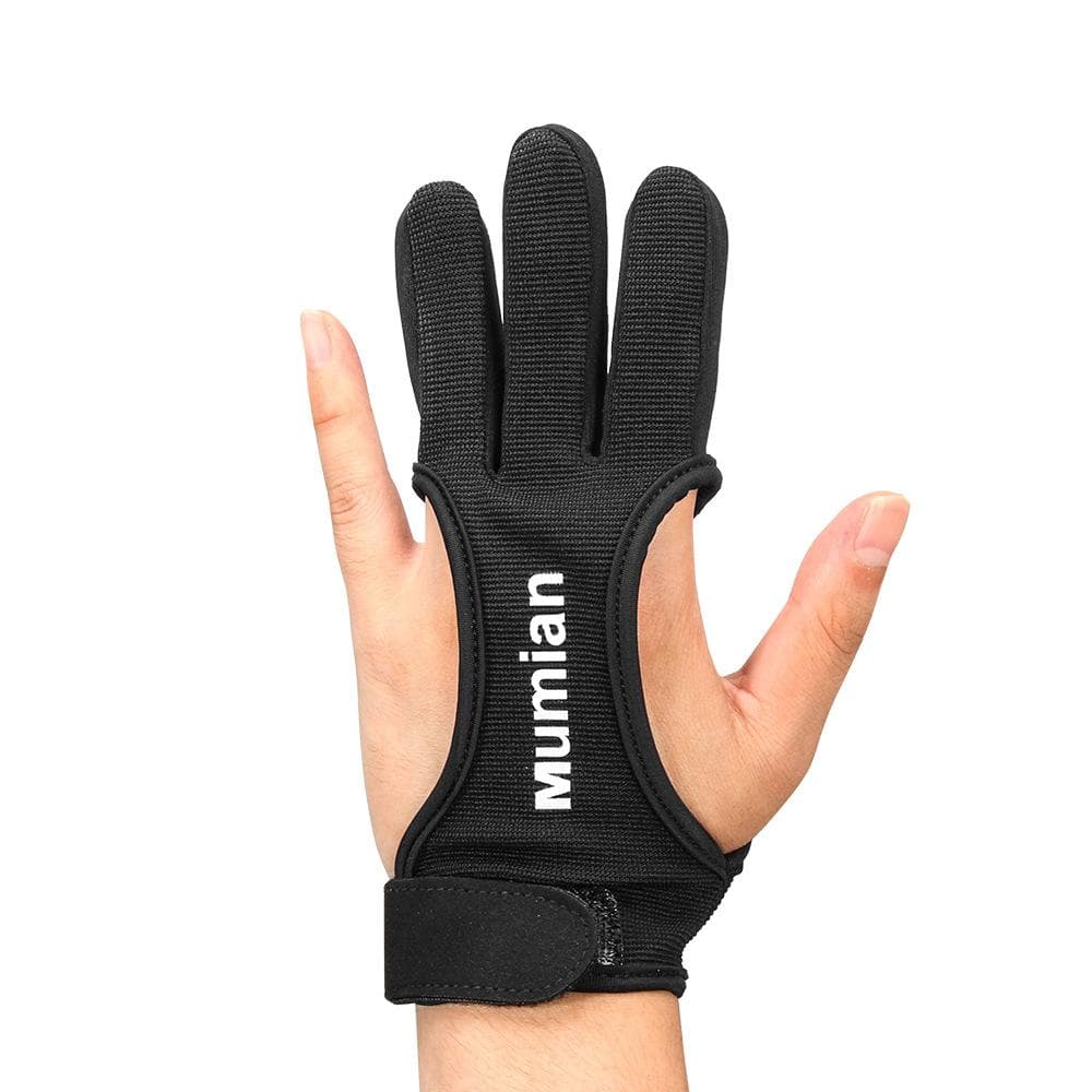 1Pc Mumian Archery Glove Breathable Sweat Adsorbed Archery Finger Glove Handmade Shooting Hunting Three Finger Glove For Outdoor M black