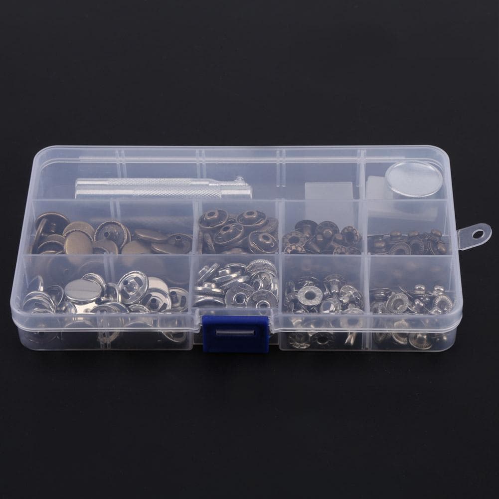 50 Sets Press Stud Snap Button Popper Fastener with Setting Tool for Leather Clothes 831#15mm