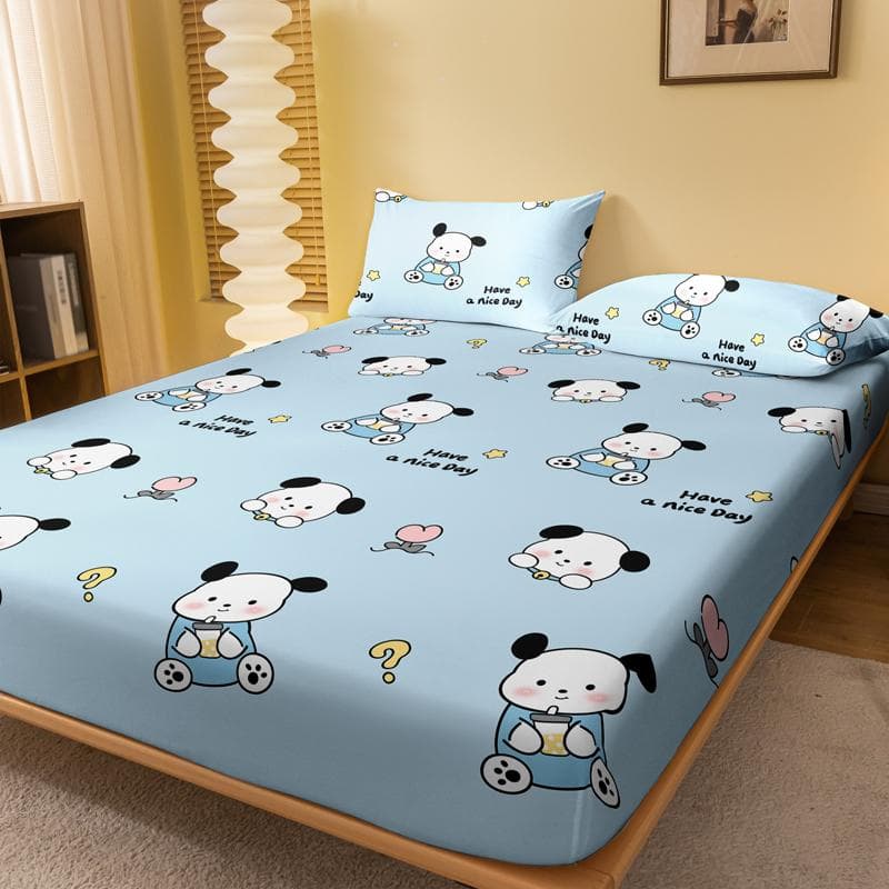 1 Cartoon Cute Animal Dog Printed Matte Fitted Sheet, Bedroom Printed Bed Cover, Bedding (Excluding Pillowcases) 71x132cm