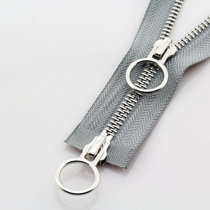 5# 70/90cm Double Circle Sliders Metal Open Tail Auto Lock Zipper For Long Down Jacket Coat DIY Sewing Handcraft Accessories 90cm gray