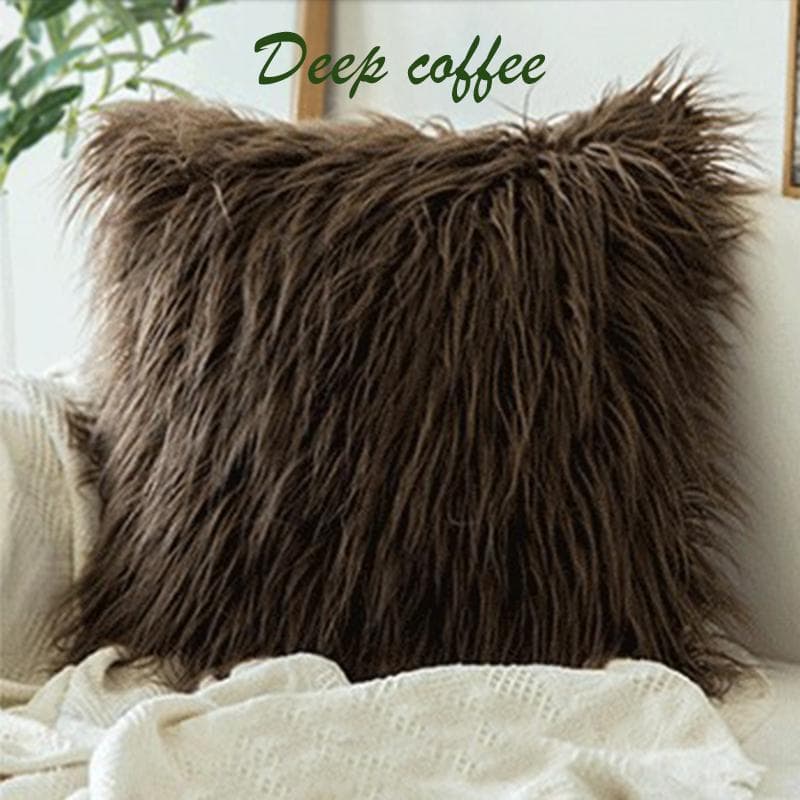 45X45Cm Soft Fur Plush Cushion Cover Home Decor Pillow Covers Living Room Bedroom Sofa Decorative Pillowcase Shaggy Fluffy Cover dark coffee