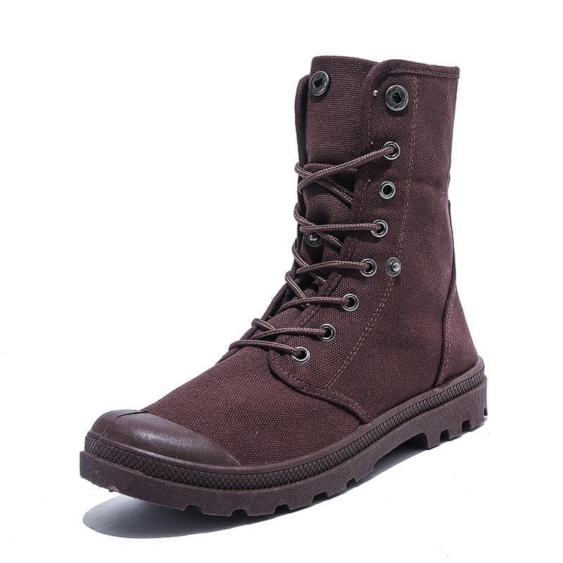 Spring Autumn Cloth Shoes Mens Ankle Single Boots Flat Non-slip Street Style High top Brand Male Footwear Black Green Blue Plus Size 45 45 brown