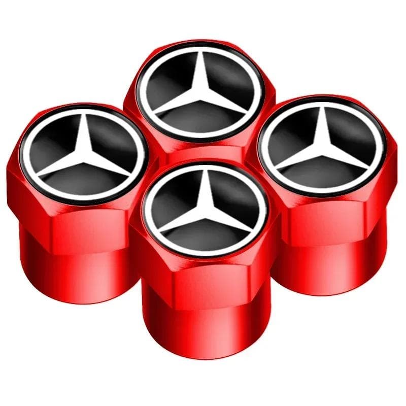 New For Mercedes Benz 4Pcs Car Wheel Tire Air Valve Caps Stem Cover with Color Brand Logo for Mercedes benz A B R G Class GLK GL