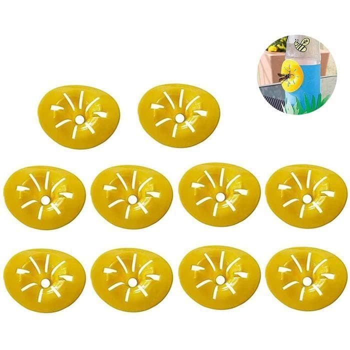 10PCS Pièges à Guêpes Jaune Piège à Guêpe Piège à Entonnoir Jaune Guêpes Frelon Piège à Mouches des Fruits Forme D'abeilles Pièges V yellow