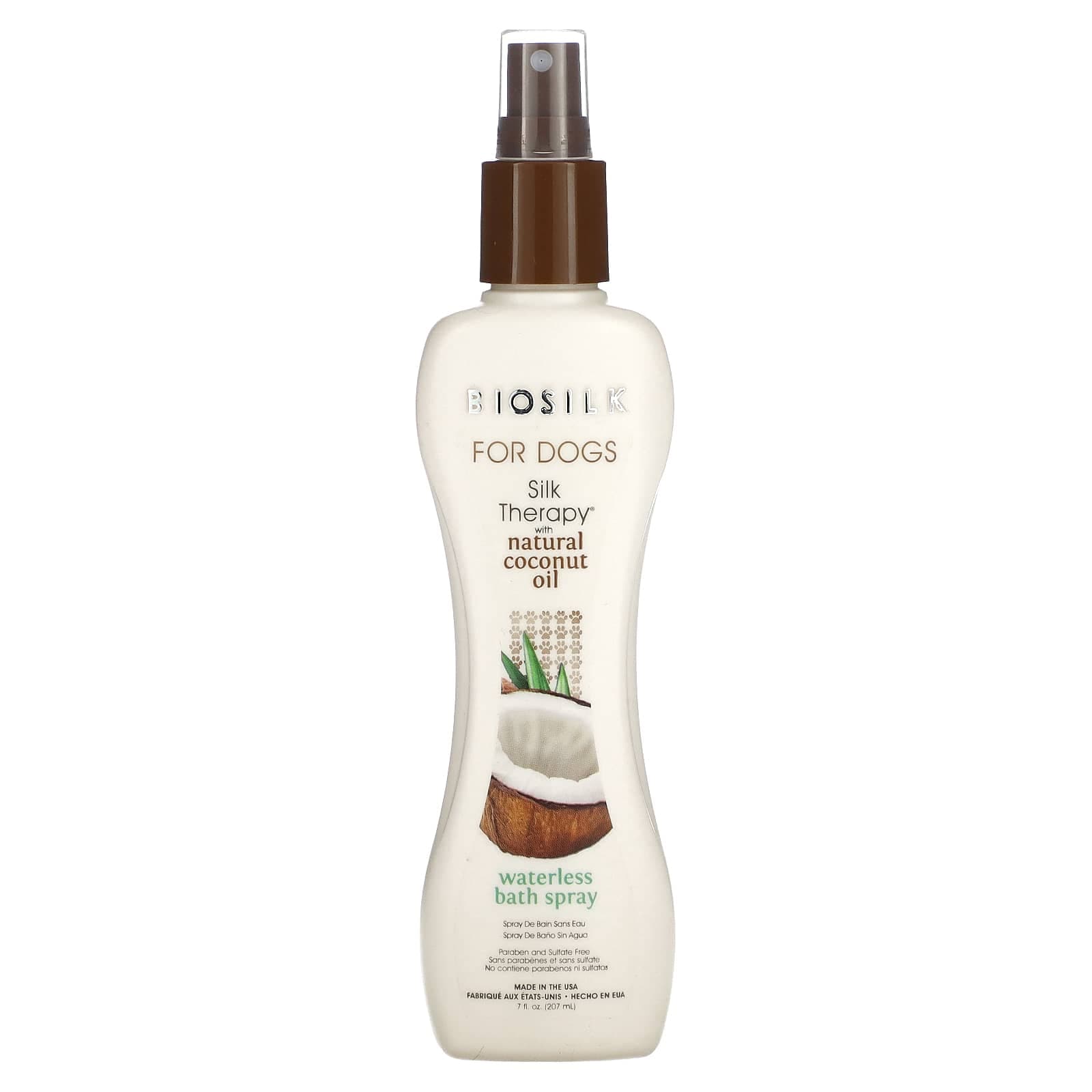 Biosilk, Silk Therapy, with natural coconut oil, waterless bath spray, for dogs, 7 fl oz (207 ml)