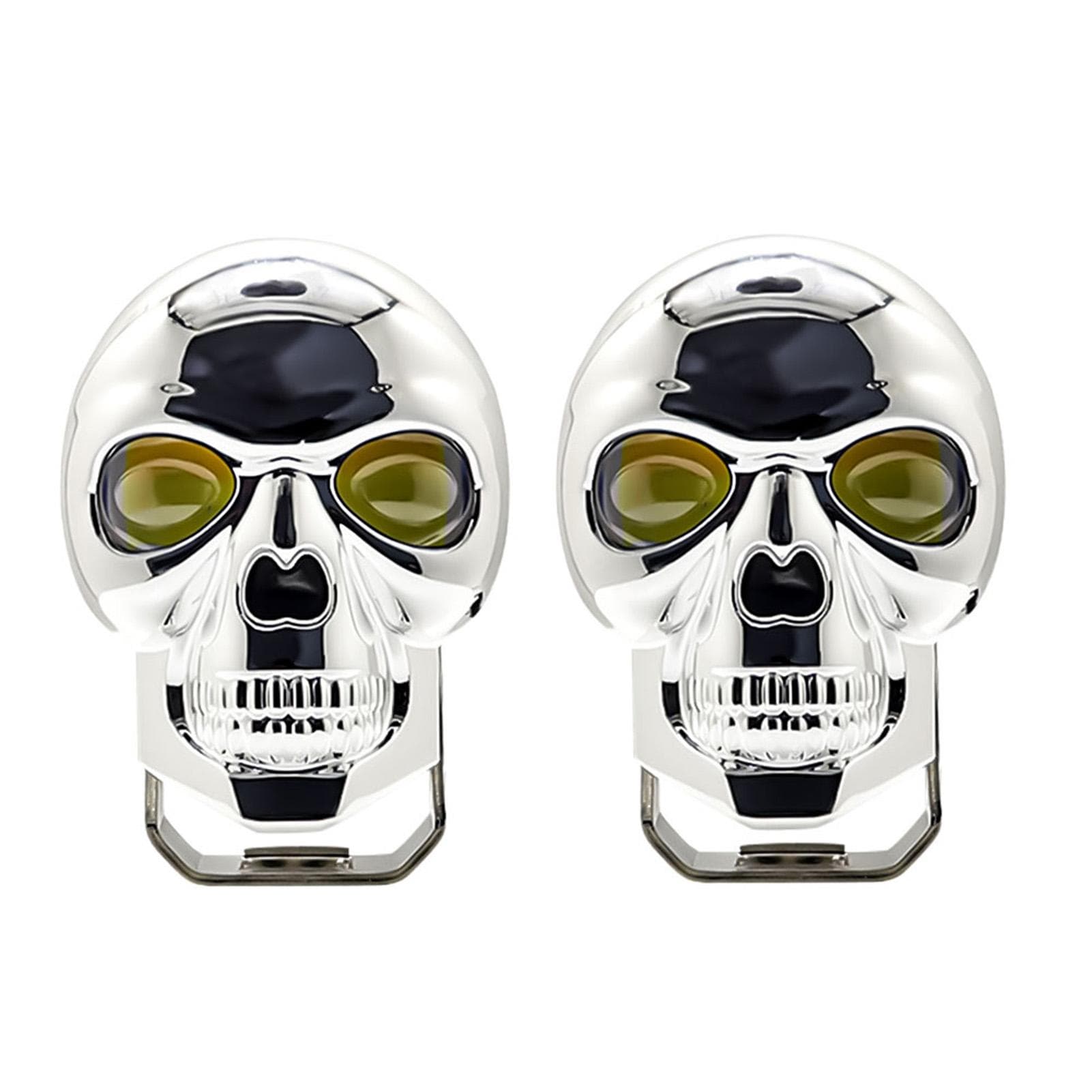 2Pcs Motorcycle Driving Fog Lights LED Pod Lights Bar Skullshaped Spotlight Auxiliary Light silver