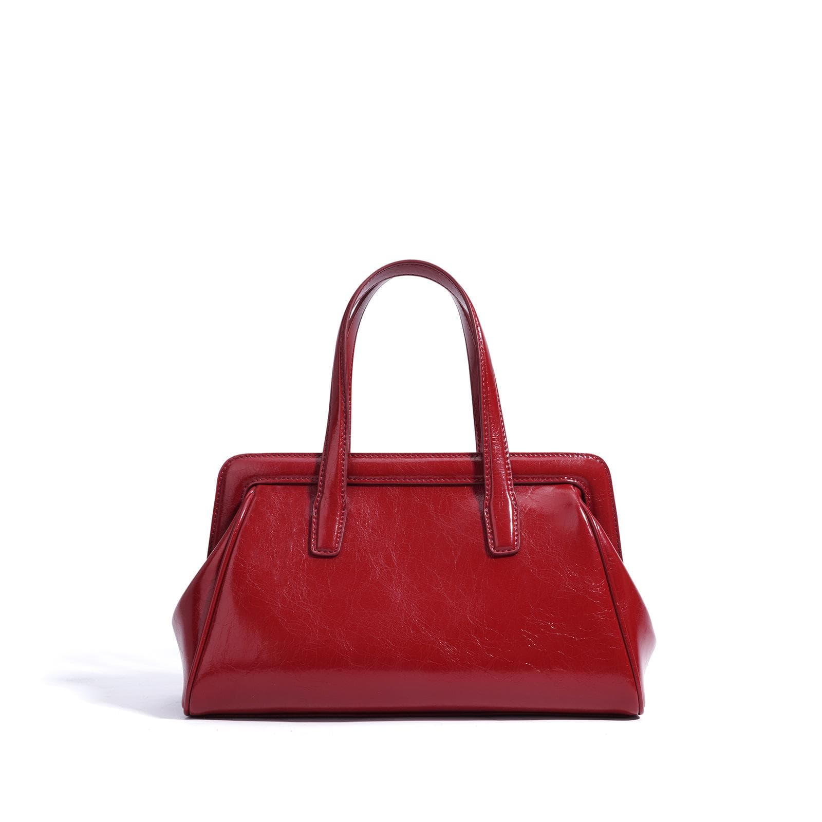 Simple and High-end Handbag Niche Retro Oil Wax Leather Crossbody Bag for Women Commuting Fashion Shoulder Bag red