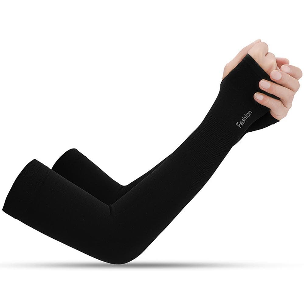 1 Pair Cooling Arm Sleeves UV Protective Absorbent Arm Cover for Outdoor Cycling Driving Running Type 3 black