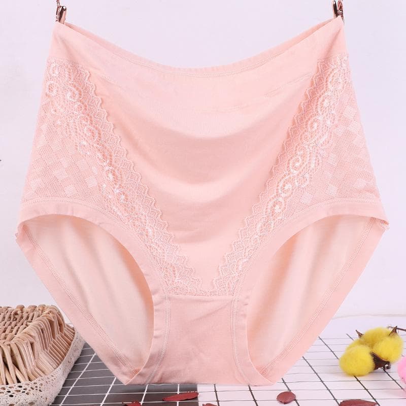 Plus Size Ladies Underwear Panties Solid Color Soft Breathable Underpants Middle Aged Briefs XXL pink