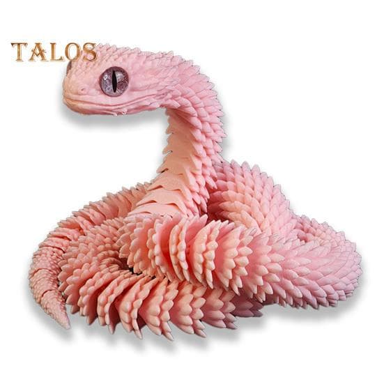 3D Printed Snake Figurine Movable Joints Snake Figure Articulated Animal Model Toy Home Office Bookshelf Desktop Decoration Ornament 45cm pink