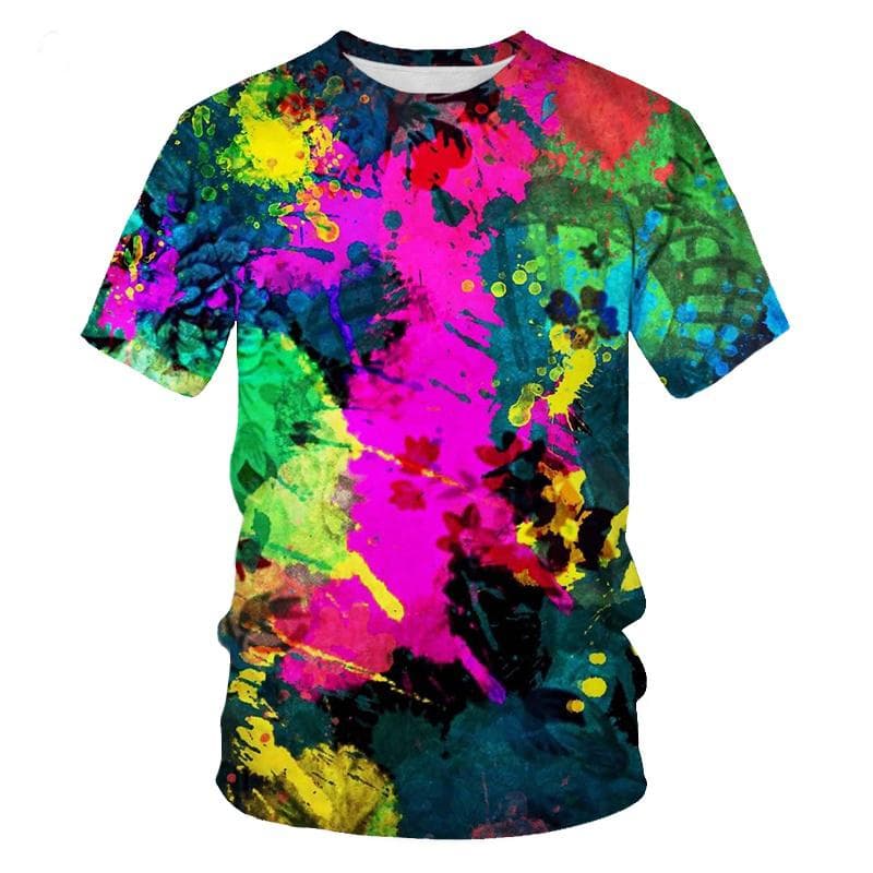 New Summer Color Splash Ink Drop Color 3D Print T-Shirts O-Neck Men Women Short Sleeve Oversized Harajuku Tees Tops Kid Clothing 4XL