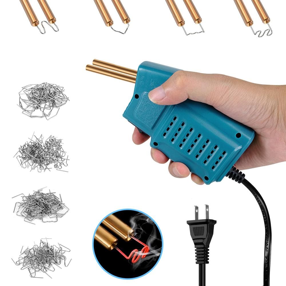 Handheld Plastics Welding Machine Portable Car Panel Crack Repairs Kit Thermal Cutting Hot Stapler cyan