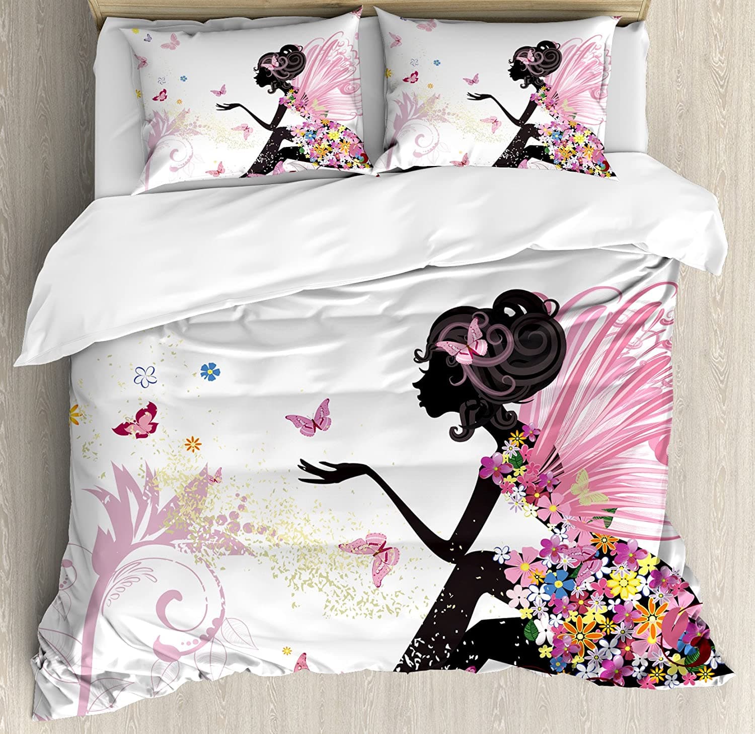 Ladybugs Bedding Set For Bedroom Bed Home Ladybug with Dotted Wings Swirls and Curves Abs Duvet Cover Quilt Cover And Pillowcase EU single(135x200cm)