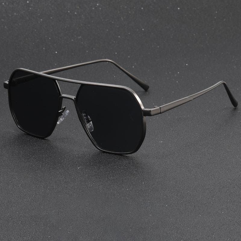 Men's Metal Geometric Frame Flat Top Decorative Glasses Fashionable Business Leisure Decoration