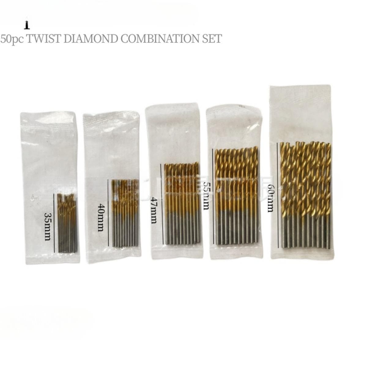 Titanium Coated HSS Drill Bit Set 50 Pieces - Multi-functional Power Tool Accessories for DIY and Home Projects, Bag Packed 1 bag gold