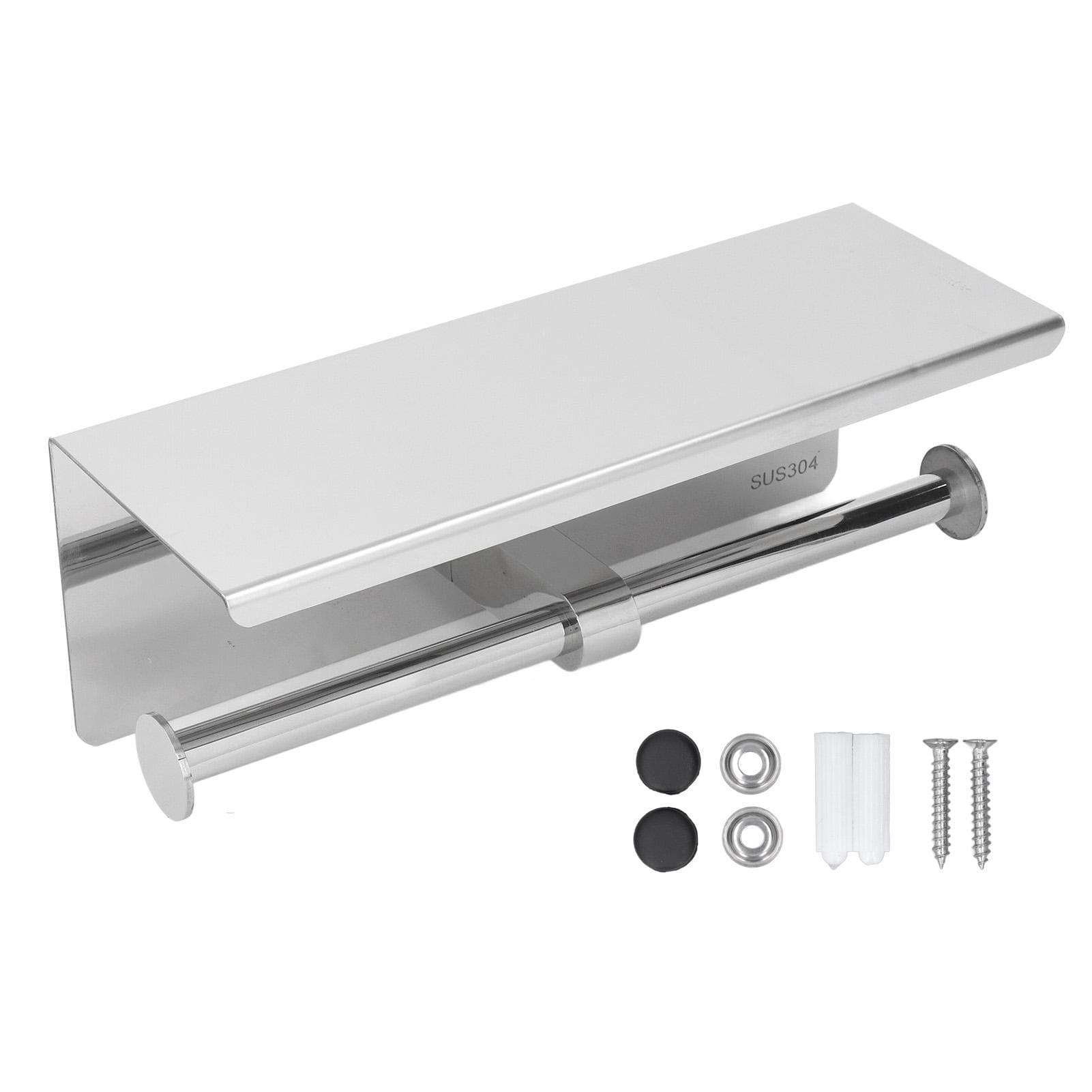Stainless Steel Toilet Paper Holder with Shelf Self Adhesive Punch Free Toilet Paper Shelf Roll