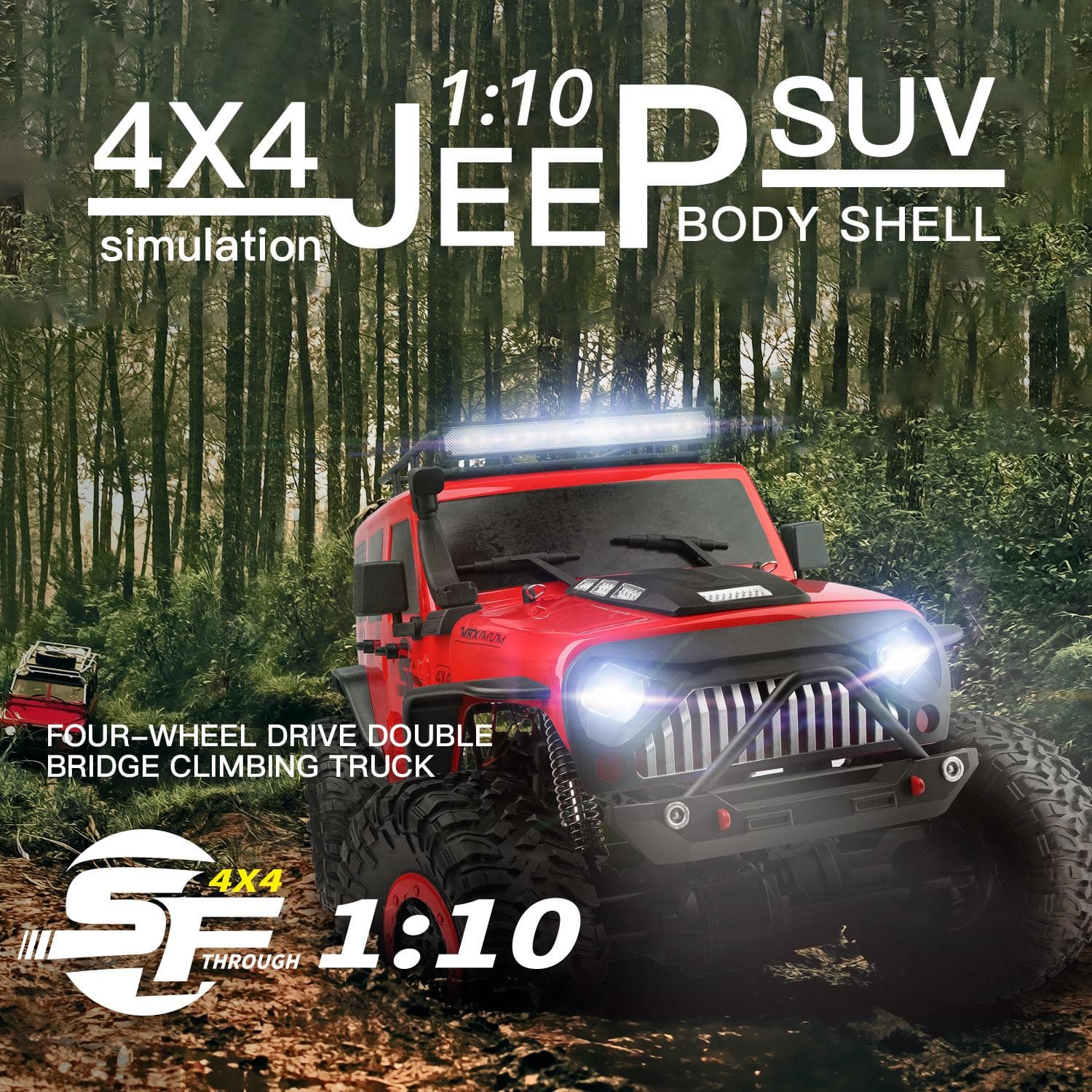 104311 RC Car 2.4G 1/10 4WD Jeep Car SUV Brushed Motor Remote Control Off-road Crawler Car red