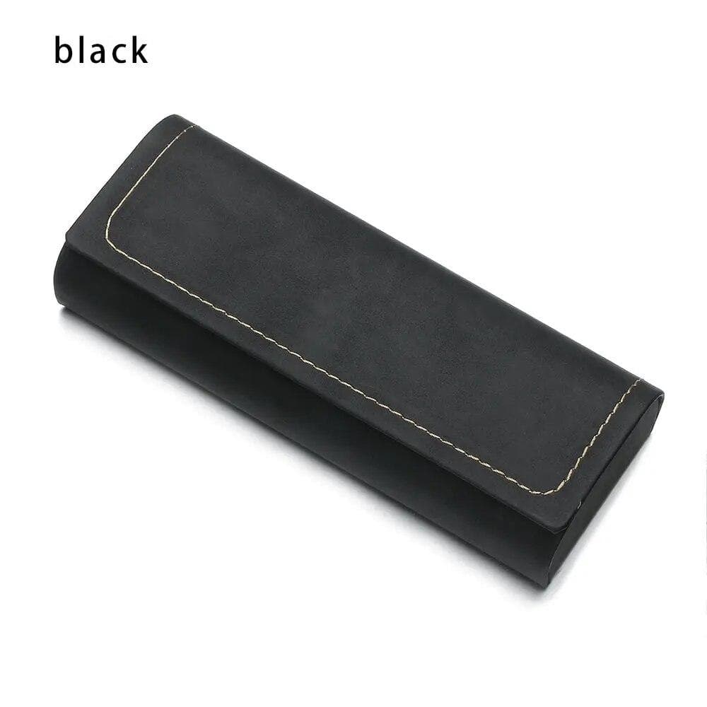 Hot Waterproof Hard Frame Eyeglass Case Leather Glasses Case For Men Women Reading Glasses Box Multicolor Spectacle Cases black