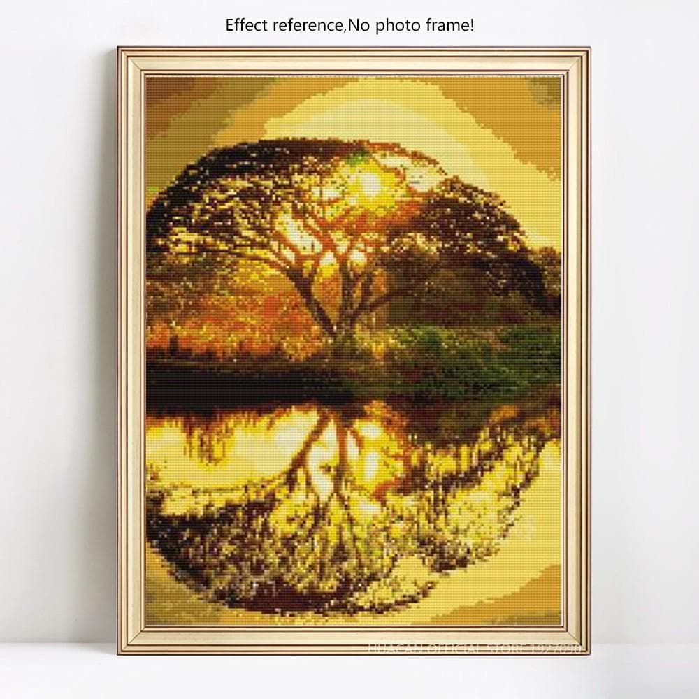 5D DIY Diamond Painting Full Round Tree Diamond Embroidery Cross Stitch Picture Rhinestones Scenic 20X30CM