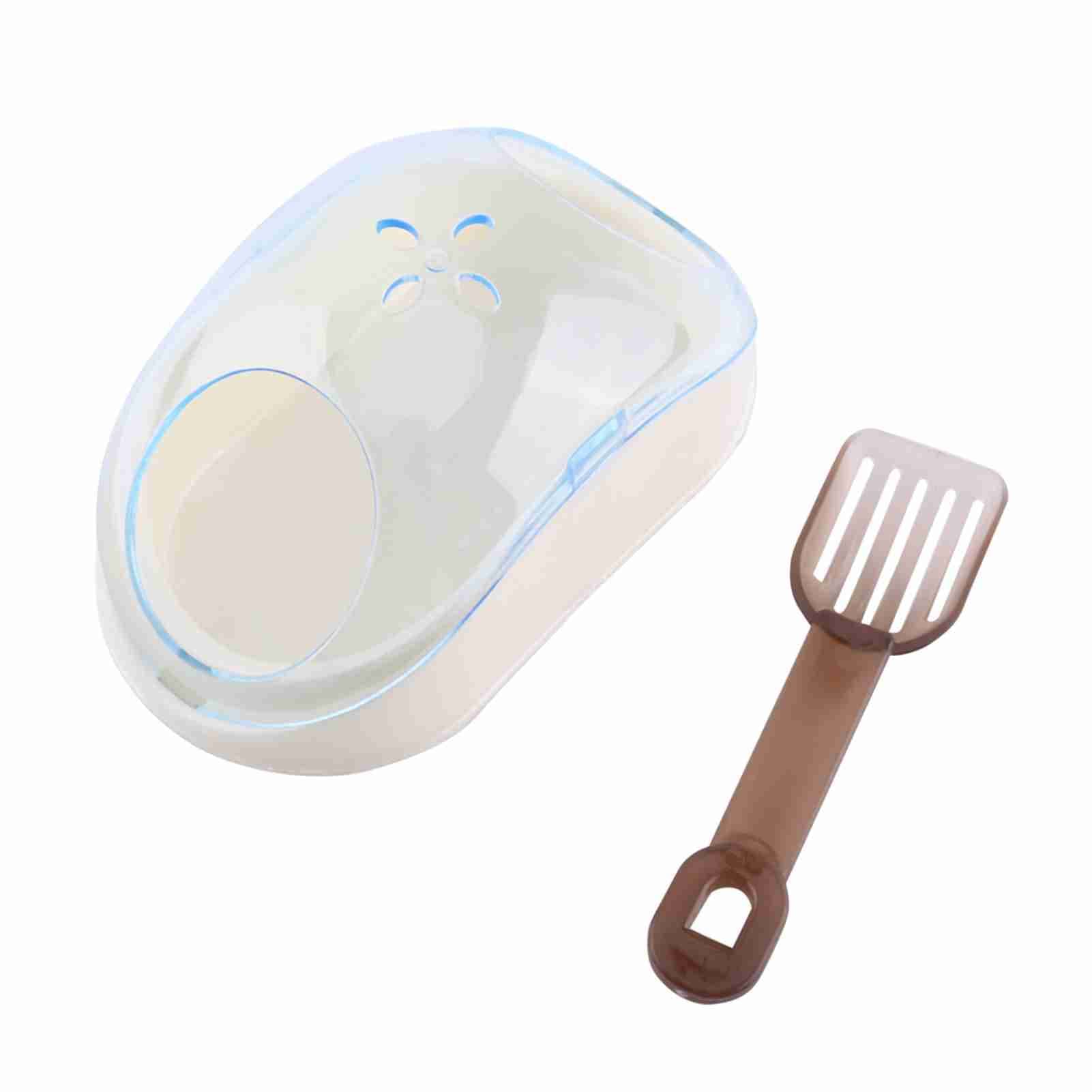 Pet Hamster Bathroom Litter Transparent Plastic Squirrel Bath Washroom Box With Shovel (Blue)