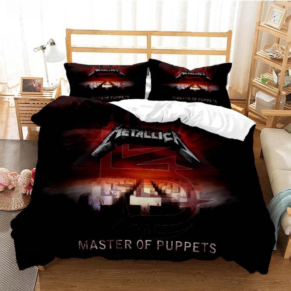 Metal Music Band M-Metallica Bedding Set Single Twin Full Queen King Size Bed Set Adult Kid Bedroom Duvet cover Set Home Textile EU Twin 135x200cm