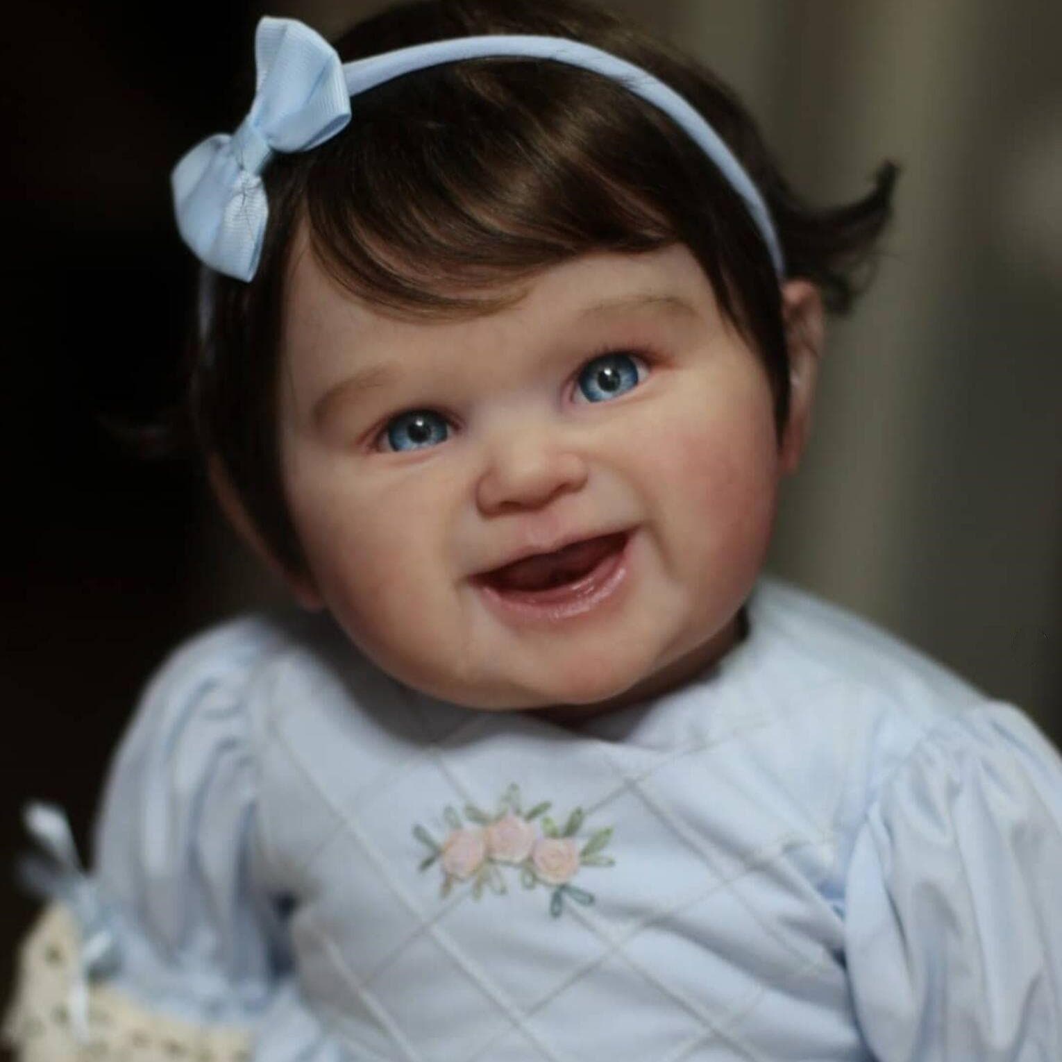55 CM Newborn Dolls with 3D Skin Visible Veins, Soft Silicone Reborn Babies Toy For Girls Lovely Smiling Princess Toddler Birthday Gift finished doll