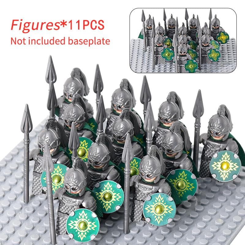11pcs Medieval Elf Rohan soldiers Guard Army lotr Action Figures Mini Bricks Doll Assemble Building Blocks MOC DIY Toys for kid gifts