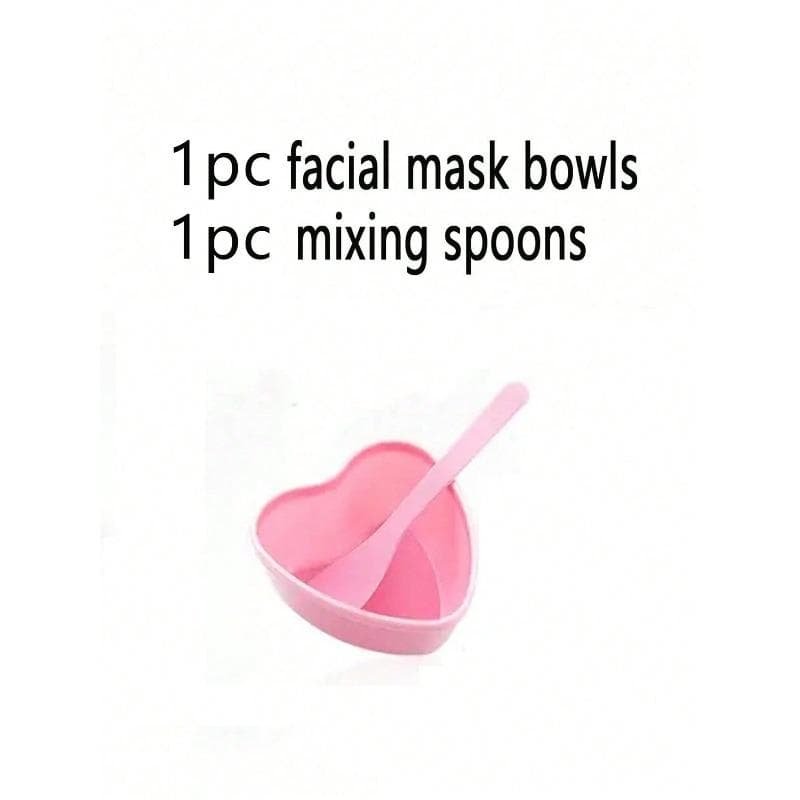 1pcs Pink Heart Shaped Facial Mask Mixing Bowl Set, Facial Mask Bowl with Mixing Stick Plastic DIY Skin Care Mixing Tool Set, Women's Spa Beauty Tool pink