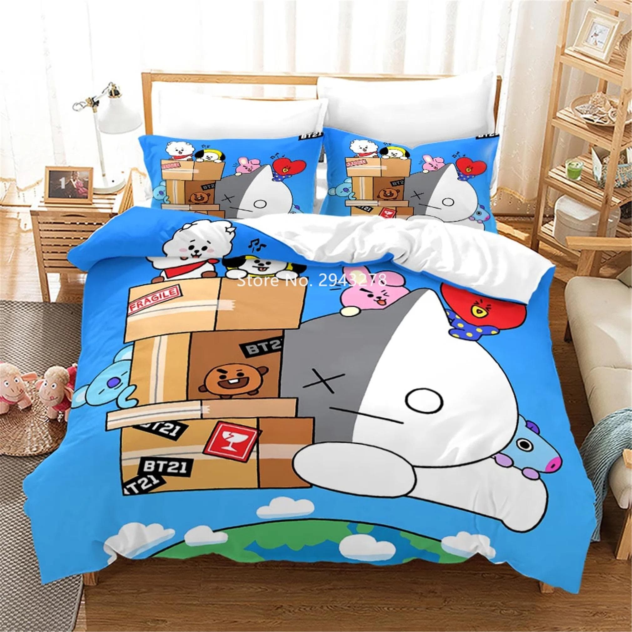Lovely Cartoon Series Design Comfortable Duvet Quilt Cover Pillowcase Bedding Set Boys Bedroom Decoration Home Textile 70x133cm 2pcs